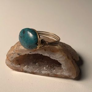 Blue Apatite Stone & Copper wire wrap ring